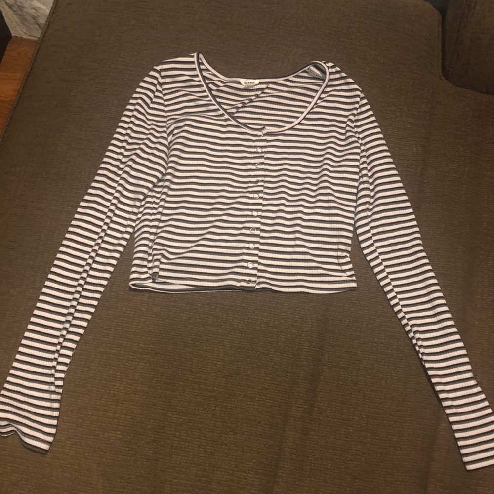Garage long sleeve striped button up shirt